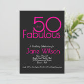 Invitation Modern Fifty and Fabulous Bold 50th Birthday Party (Debout devant)