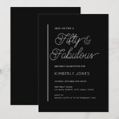Invitation Modern Fifty and Fabulous Bold 50th Birthday Party (Devant / Derrière)