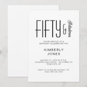 Invitation Modern Fifty And Fabulous Bold 50th Birthday Party (Devant / Derrière)