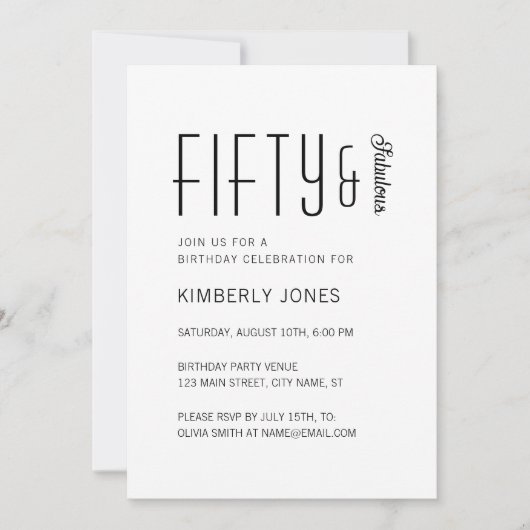 Invitation Modern Fifty And Fabulous Bold 50th Birthday Party (Devant)