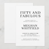 Invitation Modern Fifty and Fabulous Bold 50th Birthday Party (Devant / Derrière)