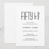 Invitation Modern Fifty & Fabulous 50th Birthday Party (Devant / Derrière)