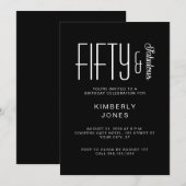 Invitation Modern Fifty & Fabulous Black 50th Birthday Party (Devant / Derrière)