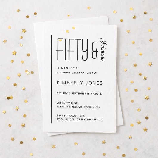 Invitation Modern Fifty & Fabulous Bold 50th Birthday Party