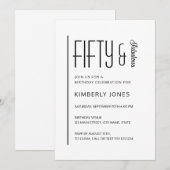 Invitation Modern Fifty & Fabulous Bold 50th Birthday Party (Devant / Derrière)