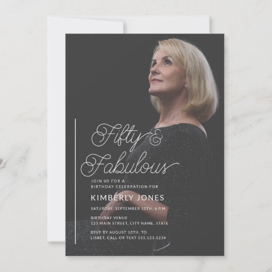 Invitation Modern Fifty & Fabulous Photo 50th Birthday Party (Devant)
