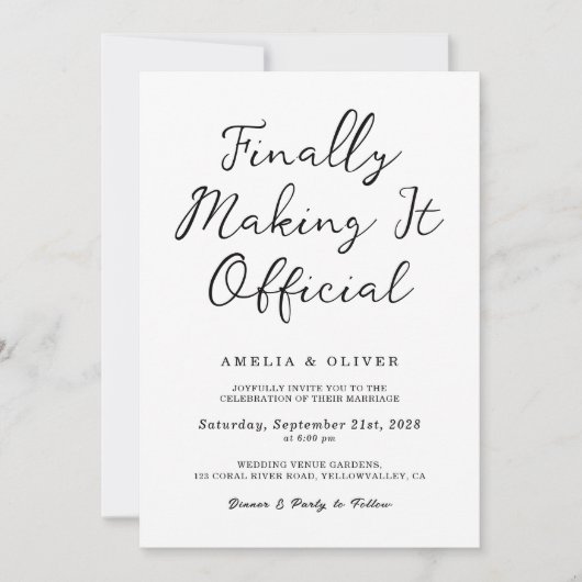 Invitation Modern Finally Making It Official Wedding (Devant)