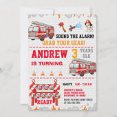 Invitation Modern Fire Fighter Station Rescue Truck Flames (Devant)