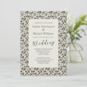 Invitation Modern Floral Black & White Wedding Invite QR Code (Debout devant)