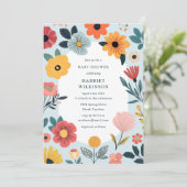 Invitation Modern Floral Boy Baby Shower (Debout devant)