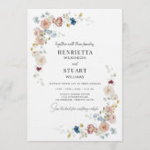 Invitation modern  Floral Wedding Information Card QR Code (Devant)