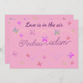 Invitation modern flying butterflies heart (Devant / Derrière)