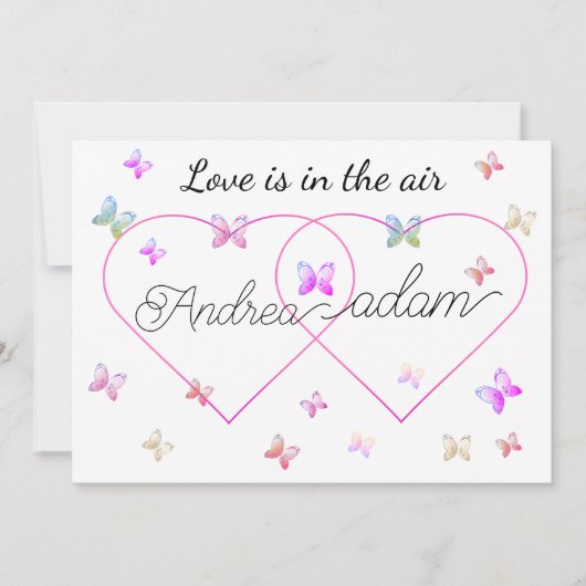 Invitation modern flying butterflies heart (Devant)