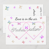 Invitation modern flying butterflies heart (Devant / Derrière)