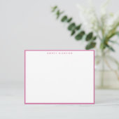 Invitation Modern Fuchsia Pink Border Note Card (Debout devant)