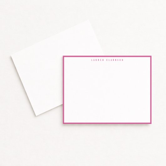 Invitation Modern Fuchsia Pink Border Note Card