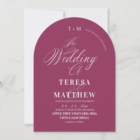 Invitation Modern Fuchsia Script Wedding Photo (Devant)
