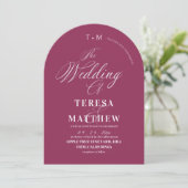 Invitation Modern Fuchsia Script Wedding Photo (Debout devant)