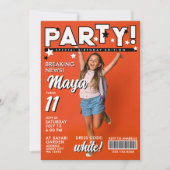 Invitation Modern Fun Cool Blanc Noir 11e Anniversaire Tabloi (Devant)
