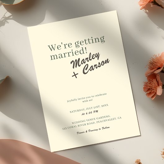 Invitation Modern Funky Minimalist Pastel Ivory Wedding