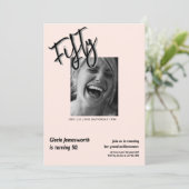 Invitation Modern Funny Light Pink Photo 50th Birthday (Debout devant)