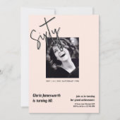 Invitation Modern Funny Light Pink Photo 60th Birthday (Devant)