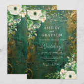 Invitation Modern Glam Emerald and Gold Wedding (Devant / Derrière)