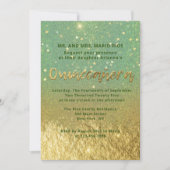 Invitation Modern Glam Teal And Gold Glitter Foil Quinceañera (Devant)
