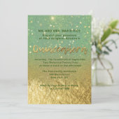 Invitation Modern Glam Teal And Gold Glitter Foil Quinceañera (Debout devant)