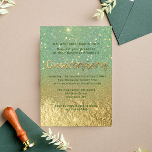 Invitation Modern Glam Teal And Gold Glitter Foil Quinceañera