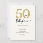 Invitation Modern Gold 50 Fabulous Birthday  (Devant)