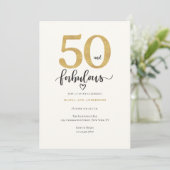 Invitation Modern Gold 50 Fabulous Birthday  (Debout devant)