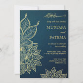 Invitation Modern Gold Blue Galaxy Henna Islamic Wedding (Devant)