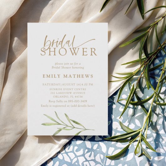 Invitation Modern Gold & Botanical Bridal Shower