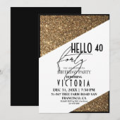 Invitation Modern Gold Chic 40e fête d'anniversaire (Devant / Derrière)