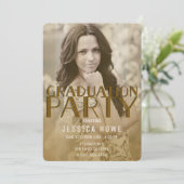 Invitation Modern Gold Chic Graduation Party Graduate Photo (Debout devant)
