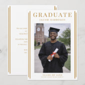 Invitation Modern Gold Frame Graduate Announcement  (Devant / Derrière)
