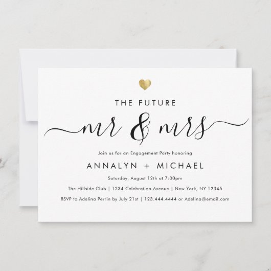 Invitation Modern Gold Future M. et Mme Engagement Party (Devant)