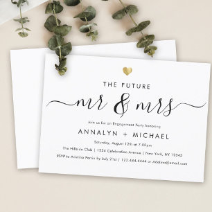 Invitation Modern Gold Future M. et Mme Engagement Party