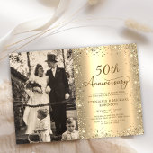Invitation Modern Gold Glitter Photo 50th Wedding Anniversary