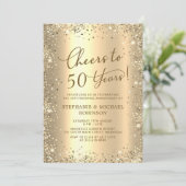 Invitation Modern Gold Glitter Photo 50th Wedding Anniversary (Debout devant)