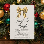 Invitation Modern Gold Jingle & Mingle Christmas Party Bow