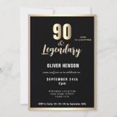 Invitation Modern Gold Metallic Surprise 90th Birthday  (Devant)