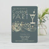 Invitation Modern Gold ondulée bokeh entreprise cockparty (Debout devant)