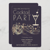 Invitation Modern Gold ondulée bokeh entreprise cockparty (Devant / Derrière)