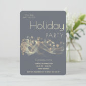 Invitation Modern Gold ondulée bokeh entreprise Fête de vacan (Debout devant)