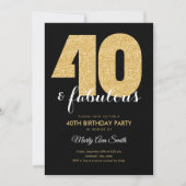 Invitation Modern Gold Parties scintillant 40 & Fabuleux fête (Devant)