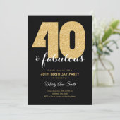 Invitation Modern Gold Parties scintillant 40 & Fabuleux fête (Debout devant)