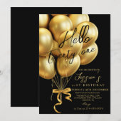 Invitation Modern Gold Script Black Bon Anniversaire Vingt Et (Devant / Derrière)