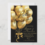 Invitation Modern Gold Script Black Hello Twenty One Birthday (Devant)